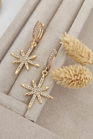 Brincos folheados a ouro fino - Zircões 