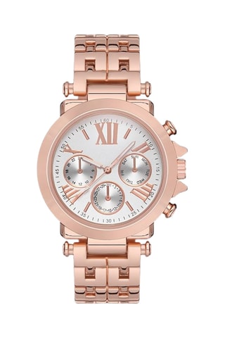 Relógio de quartzo em metal - Dourado-rosa - Cronógrafo