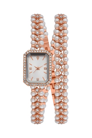 Relógio de quartzo em metal e diamantes