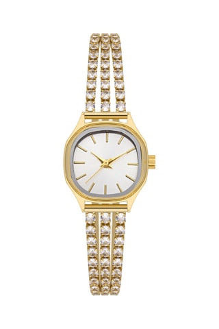 Relógio de quartzo em metal e diamantes