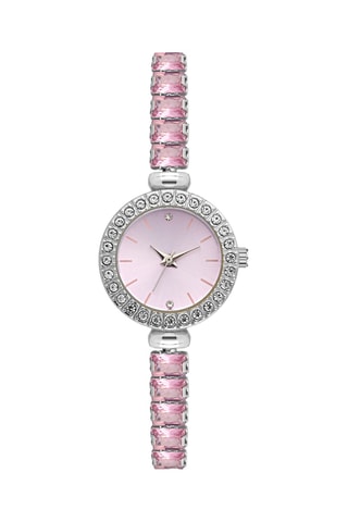 Relógio de quartzo em metal e diamantes