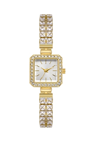 Relógio de quartzo em metal e diamantes