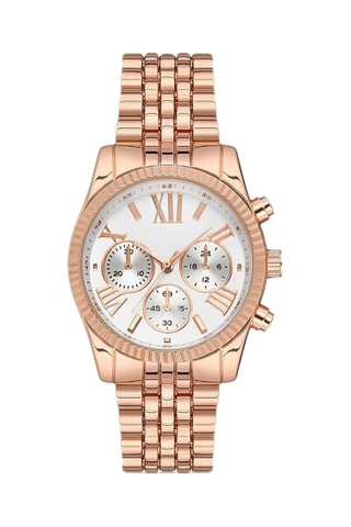 Relógio de quartzo em metal - Dourado-rosa - Cronógrafo