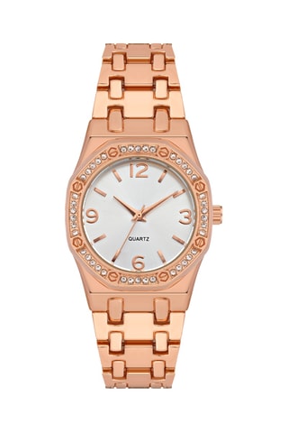 Relógio de quartzo em aço e diamantes