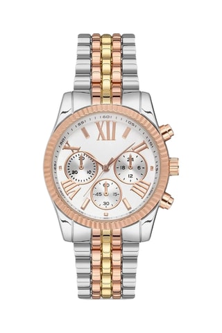 Relógio de quartzo em metal - Prateado, dourado e dourado-rosa - Cronógrafo