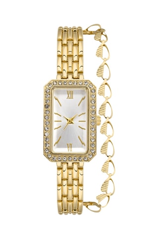 Relógio de quartzo em metal e diamantes