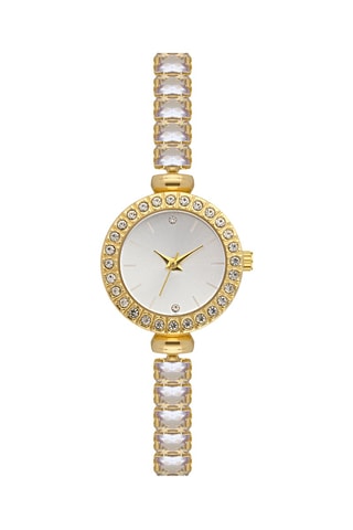 Relógio de quartzo em metal e diamantes