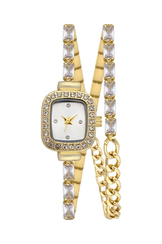 Relógio de quartzo em metal e diamantes