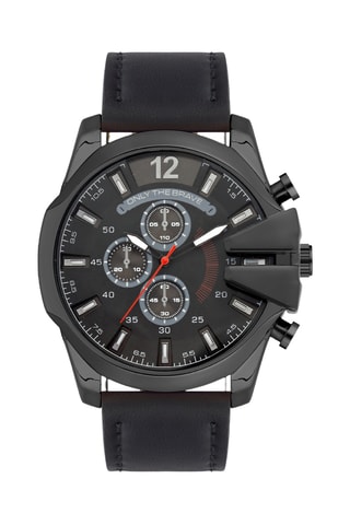 Relógio de quartzo em couro sintético - Preto - Cronógrafo