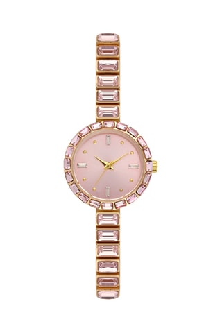 Relógio de quartzo em metal e pedras preciosas