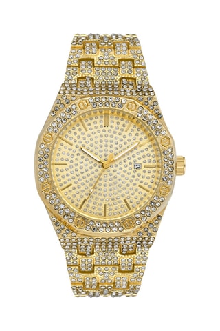 Relógio de quartzo em metal e diamantes