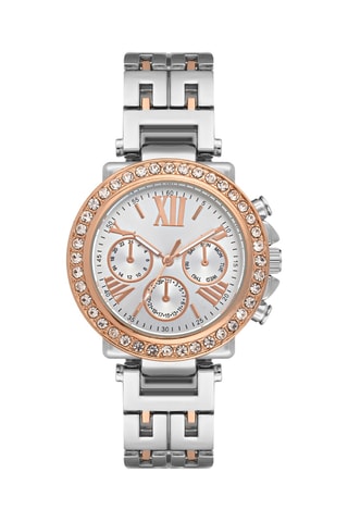 Relógio de quartzo em metal e diamantes - Cronógrafo