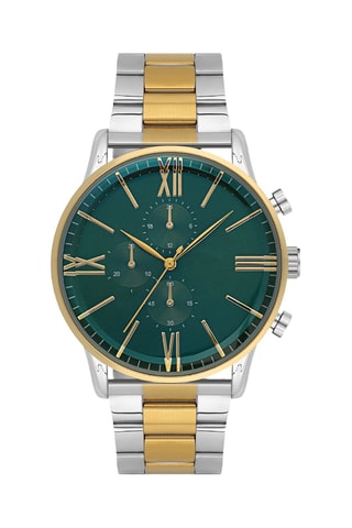 Relógio de quartzo em aço - Prateado e dourado - Cronógrafo