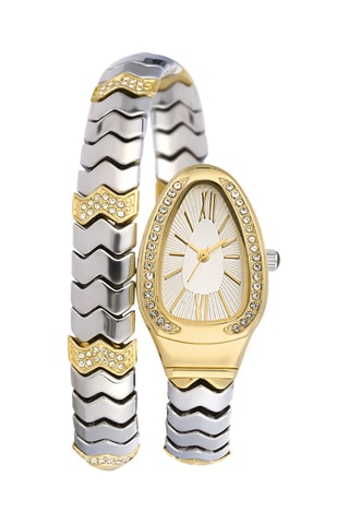 Relógio de quartzo em metal e diamantes