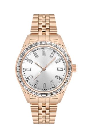 Relógio de quartzo em aço e pedras preciosas