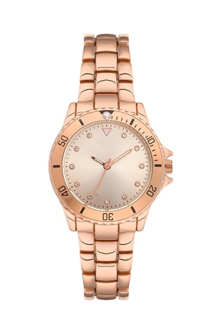 Relógio de quartzo em metal e diamantes