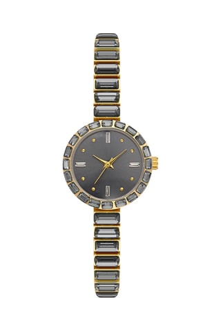 Relógio de quartzo em metal e pedras preciosas