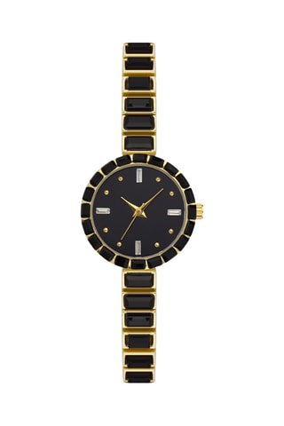 Relógio de quartzo em metal e pedras preciosas