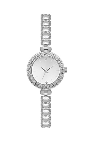 Relógio de quartzo em metal e diamantes