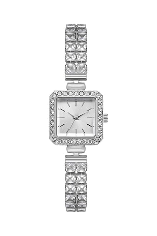 Relógio de quartzo em metal e diamantes