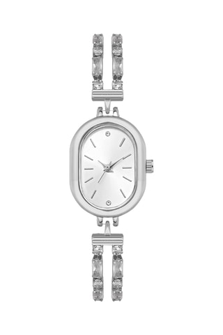 Relógio de quartzo em metal e diamantes