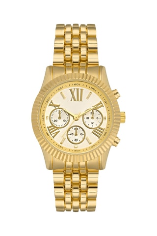 Relógio de quartzo em metal - Dourado - Cronógrafo