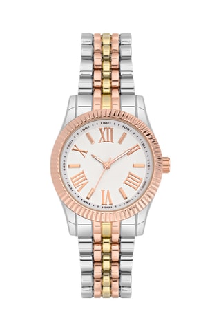 Relógio de quartzo em metal - Prateado, dourado e dourado-rosa