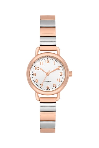 Relógio de quartzo em aço - Dourado-rosa e prateado