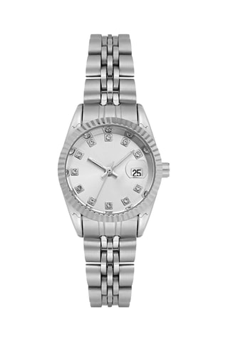 Relógio de quartzo em aço e diamantes