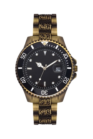 Relógio de quartzo em metal - Dourado e preto