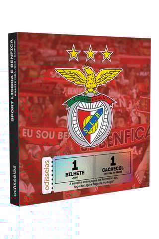 Coffret de prenda Sport Lisboa e Benfica - 1 Bilhete para Jogo no Estádio da Luz + 1 Cachecol