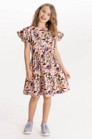 Vestido com folhos - Bege - Okaidi