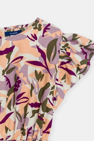 Vestido com folhos - Bege - Okaidi