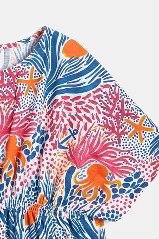 Vestido - Azul-marinho e fúcsia