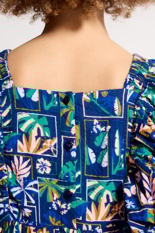 Vestido com folhos - Azul - Okaidi