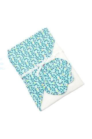 Capa de banho e chapéu à pescador - Verde e azul-claro