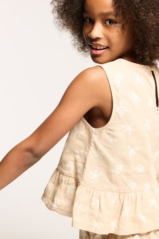 Camisa em linho sem mangas - Bege - Okaidi