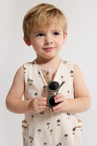 Jardineiras-calção sem mangas - Bege - Obaibi