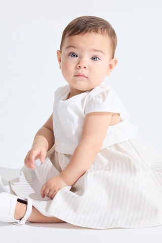 Body-vestido - Branco e bege