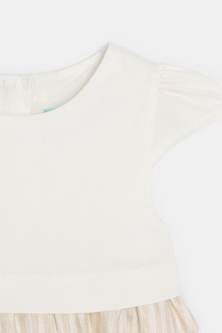 Body-vestido - Branco e bege