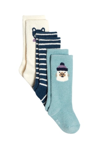 3 pares de meias - Azul-marinho e azul-celeste - Obaïbi