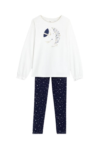 Pijama - Branco e azul-marinho