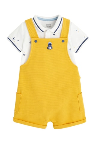 Body e jardineiras Amarelo e branco