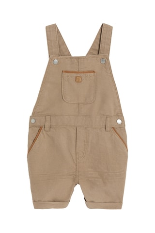 Jardineiras e polo - Bege e branco - Obaibi