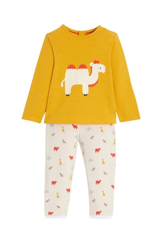 Babygro efeito ilusório - Mostarda e branco