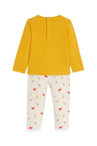 Babygro efeito ilusório - Mostarda e branco