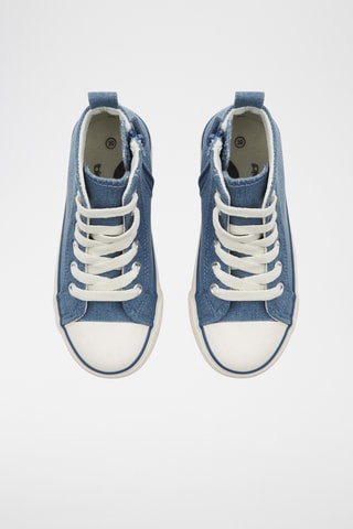 Ténis subidos com plataforma em ganga - Azul-escuro