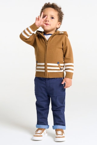 Casaco de malha com capuz - Camel