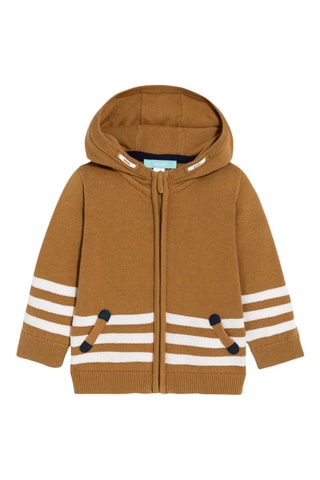 Casaco de malha com capuz - Camel