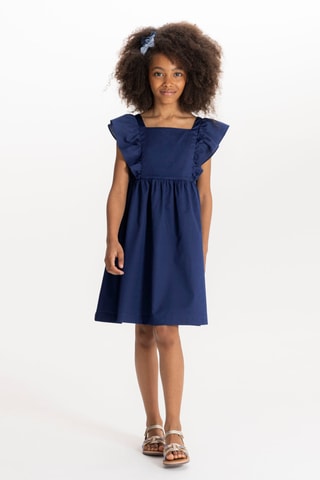 Vestido com folhos - Azul-marinho - Okaidi